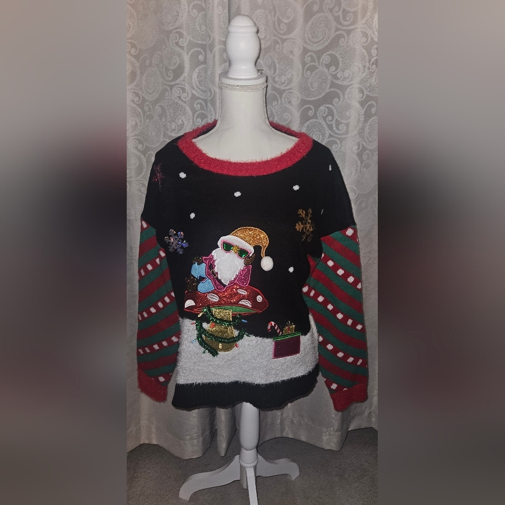 Kohl's Santa Sweater - Black, Red, and Green